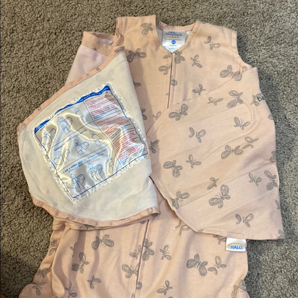 Halo sleep sack swaddle NB pink/butterfly print